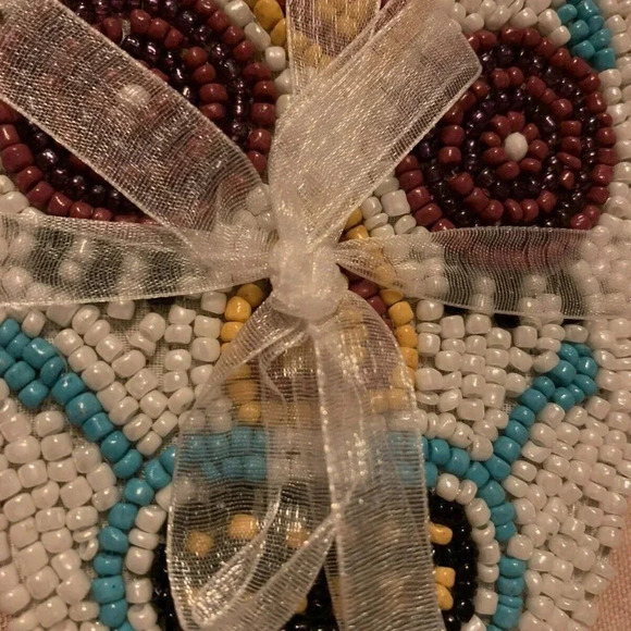 NEW Day of the Dead Skull Ghost Beaded 4pc Coaster Set - Picture 3 of 3